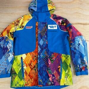 Bosco Sochi 2014 Winter Olympic Games Patchwork Jacket Mens Blue Multi